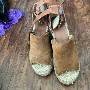 Brown camel color marc fisher wedges great for summer ☺️